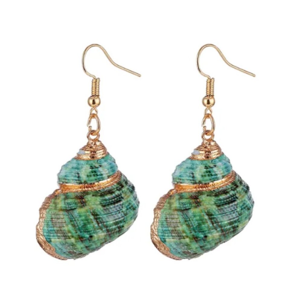Blue Ocean Breeze Seashell Dangle Earrings